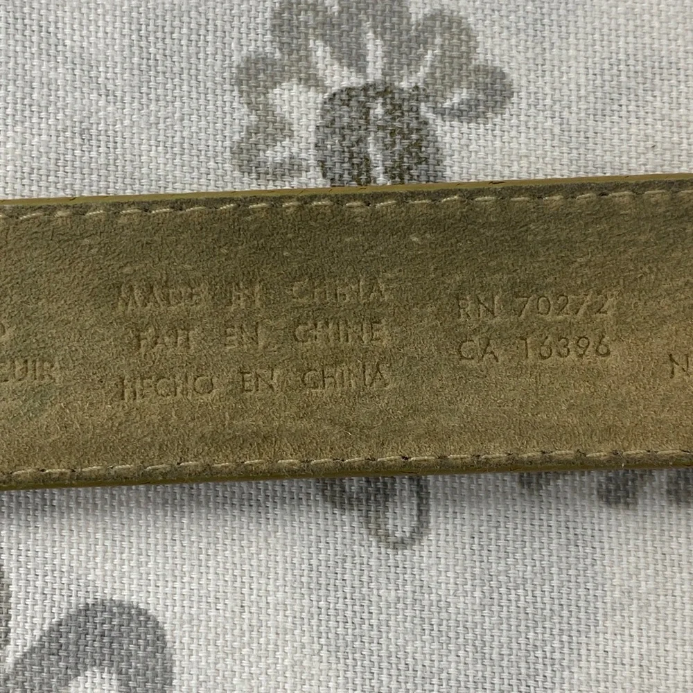 LIZ CLAIBORNE Vintage Leather Belt Taupe Gold Brass Buckle‎  Preppy Prep